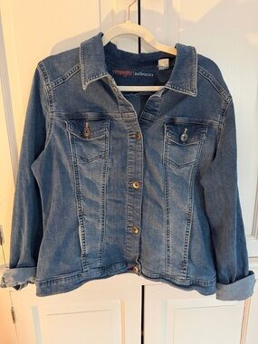 Wrangler Denim Jacket Womens XL Classic Blue Jean Jacket Trucker Style